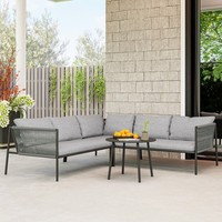 Outsunny GartenmöBel Set Polyrattan Lounge-Set Mit Ecksofa Tisch Kissen