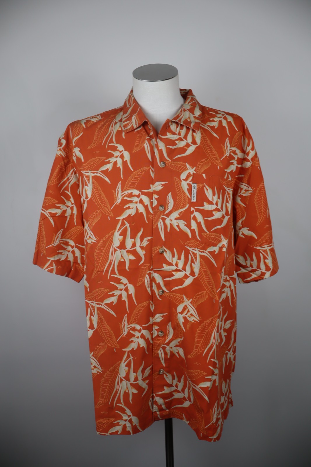 COLUMBIA Camisa De Manga Corta Hombre Algodón L Casual Vintage Cotton Shirt Logo