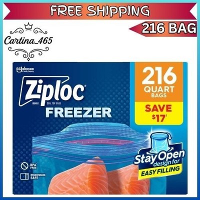 Ziploc Double Zipper Quart Freezer Bags (216 Bags) *FREE SHIPPING*