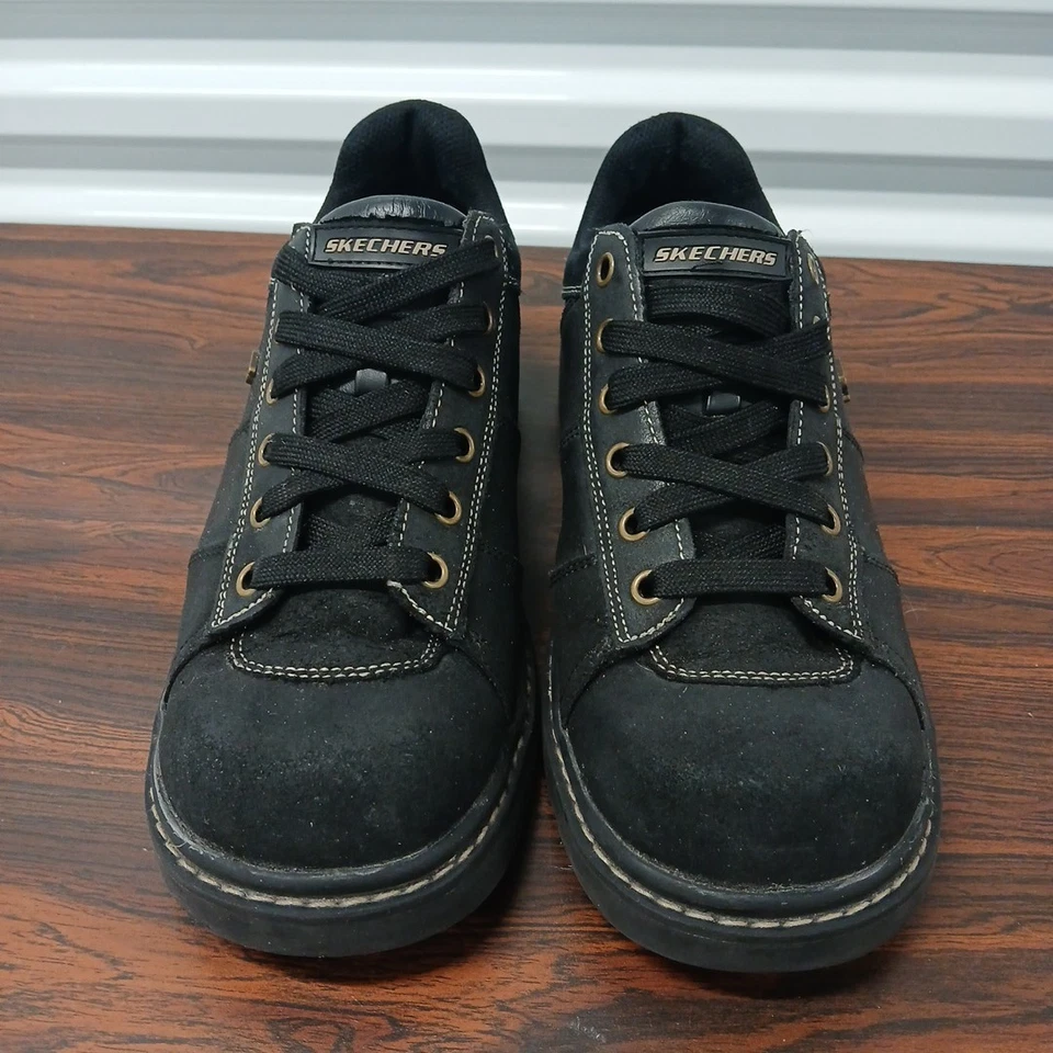 Vintage 90's Y2K Skechers Womens Sz 9.5 Chunky Black Leather Shoes - Image 2 of 4