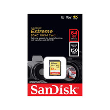 SanDisk 64GB Extreme Plus SDXC V30 U3 SD Card Read Speed up to 150MB/s 4K UHD