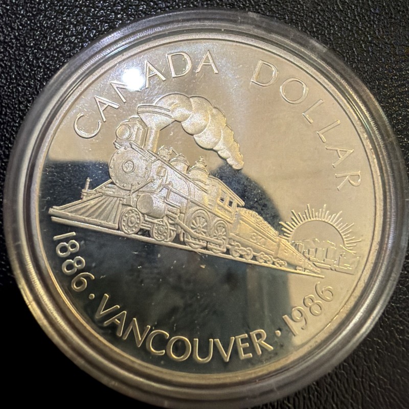1986 CANADA DOLLAR PROOF VANCOUVER TRAIN .500 SILVER COIN No Box Br246