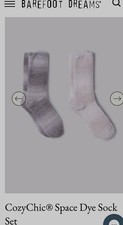 BAREFOOT DREAMS SOCK SET 2 PAIR: STONE  PEWTER NEW W/TAGS MSRP 48 For ONLY 28