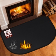 Fireplace Mat, 31.5x19.7in Fireplace Rugs Fireproof, Thin Hearth Pads for Woo...