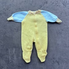 Vintage Gerber Baby Sleeper Yellow Blue Fleece Footed Pajamas 0-6 Months USA