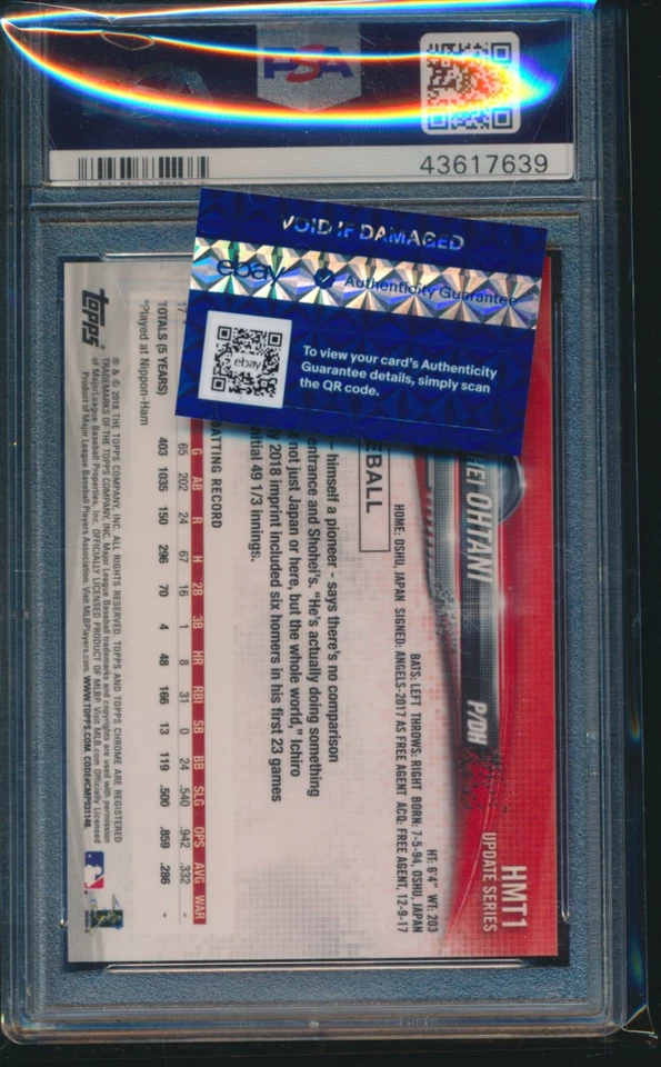PSA 10 SHOHEI OHTANI 2018 Topps Chrome Update PINK REFRACTOR Rookie RC GEM MINT - Image 2 of 2