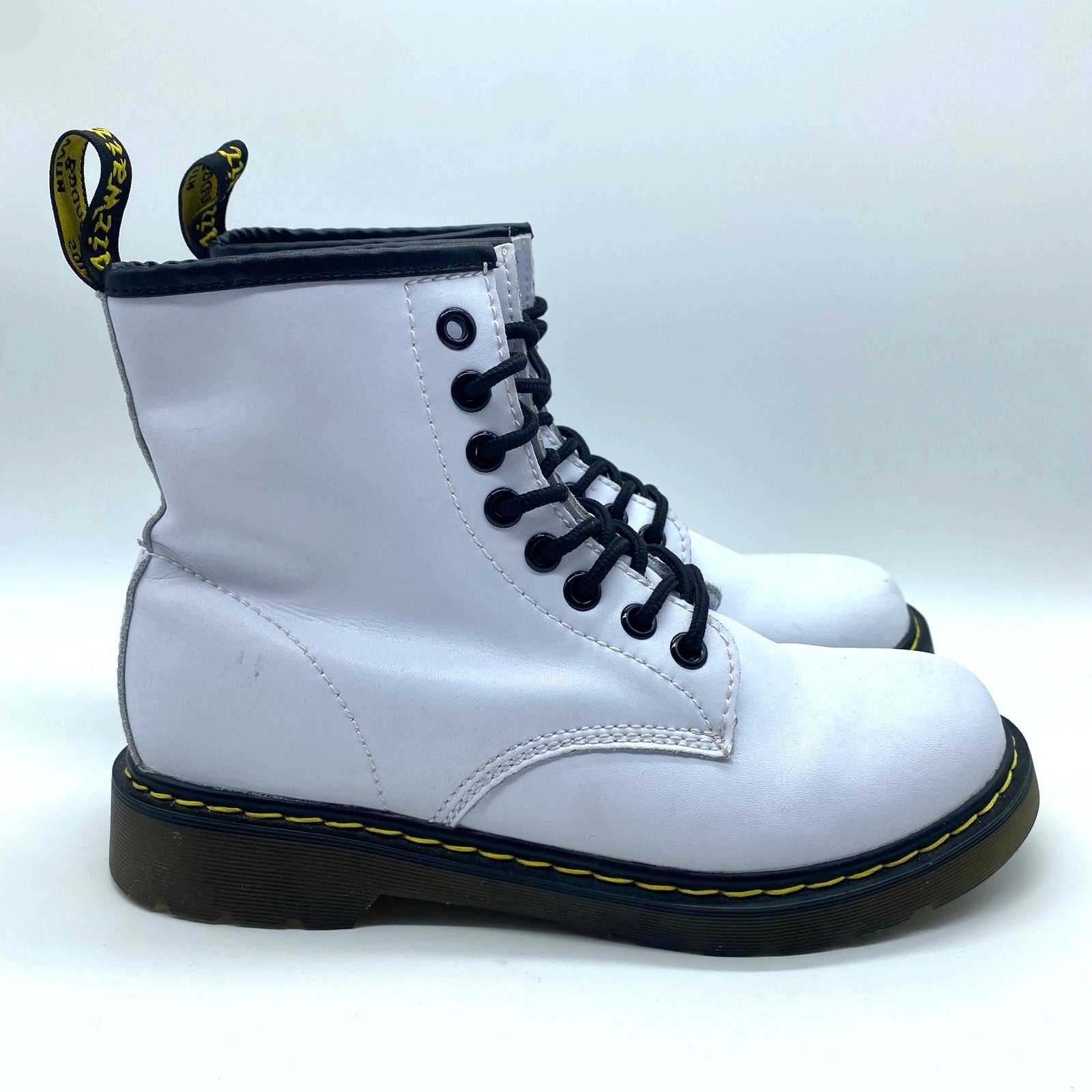 White Combat Boot Leather Moto Lace-Up Dupe Hightop Women's size 38 / 7.5