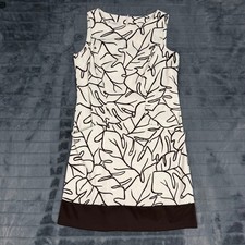 Dressbarn Womens Size 12 Monstera Leaf Print Sleeveless Shift Dress Black White