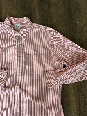 Brooks Brothers Red Seersucker Fun Button Down Mens XL Regent NEW Preppy