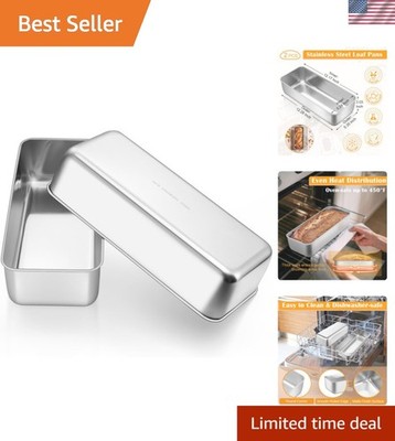 Multi-Purpose Stainless Steel 12  x 5  Loaf Baking Pans - Set of 2 - Easy Clean