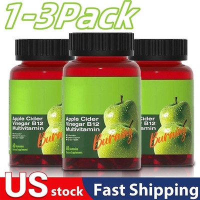  3PK Apple Cider Vinegar B12 Multivitamin-Apple Cider Vinegar Gummies-60Gummies