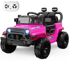 OROFULL 12V Electric Ride On Car with Remote Control Music for Toddlers, Pink