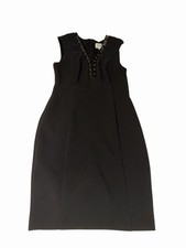 Ashley Graham Beyond Women’s Faux Leather Trim Sleeveless 12 Little Black Dress