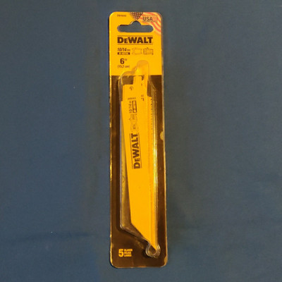 DEWALT DW4845 6-In 10/14TPI Straight Back Bi-Metal Recip Saw Blade pack of 5 ...