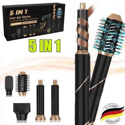 MARKENLOS 5 in 1 Hair Air Styler Warmluftbürste Föhnbürste 1000-W mit Luft-Lockenstab HOT