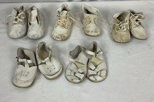 Vintage 1950-60s Baby Shoes Booties Sandals White Leather Lot of 5 Soft Soles