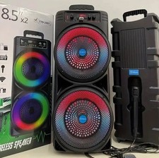 Portable Subwoofer Speaker System with RGB Lights Wireless Microphone Radio