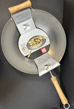 JOYCE CHEN Classic Series 14-Inch Carbon Steel Wok with Birch Handles