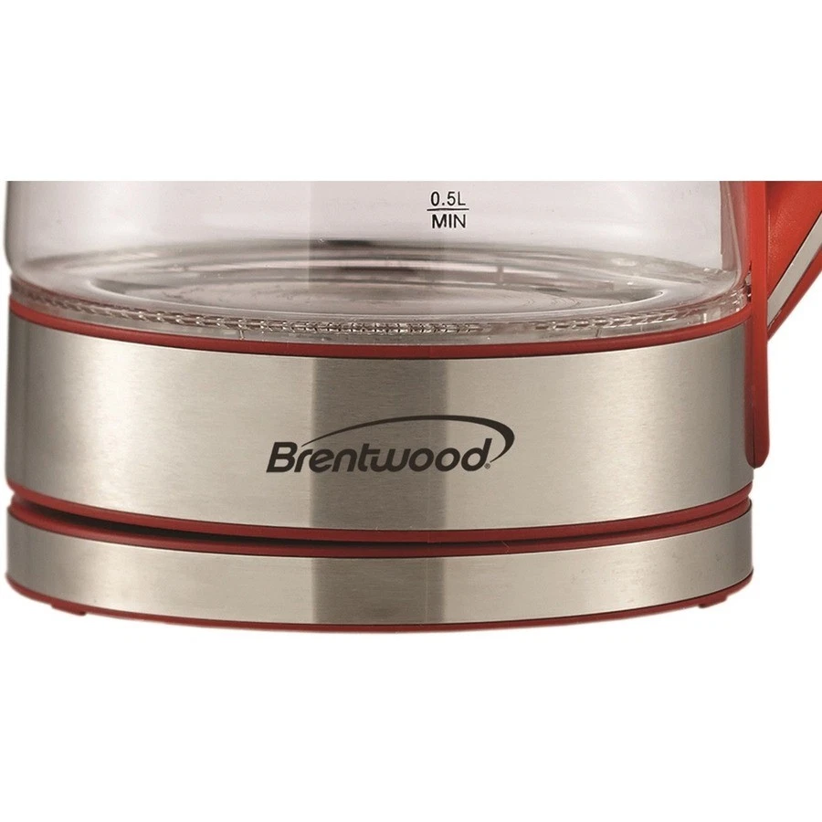 Hervidor eléctrico de vidrio inalámbrico Brentwood KT-1900R 1,7 L, rojo (kt1900r) Foto 4 de 4