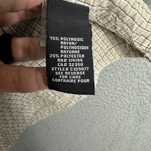 Quiksilver Hemd mit Knopfleiste Herren M beige kariert kurzarm polynosic Freizeit - Bild 9 von 13