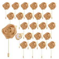 24pcs Champagne Rose Boutonnieres Pins for Formal Party