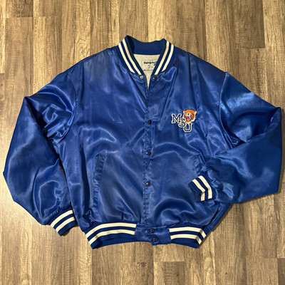 Swingster Memphis State Blue/White Satin Snap Front Jacket Size XL