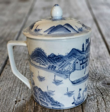 Vintage Porcelain Mug Lidded Hand painted 