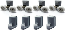 Smooth 4x Twin Top Double 4x bottom hooks Shower Door Rollers/Runners 25mm wheel