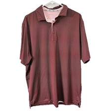 Walter Hagen Polo Men’s Golf Shirt Large Red Plaid Short Sleeve Button Collar