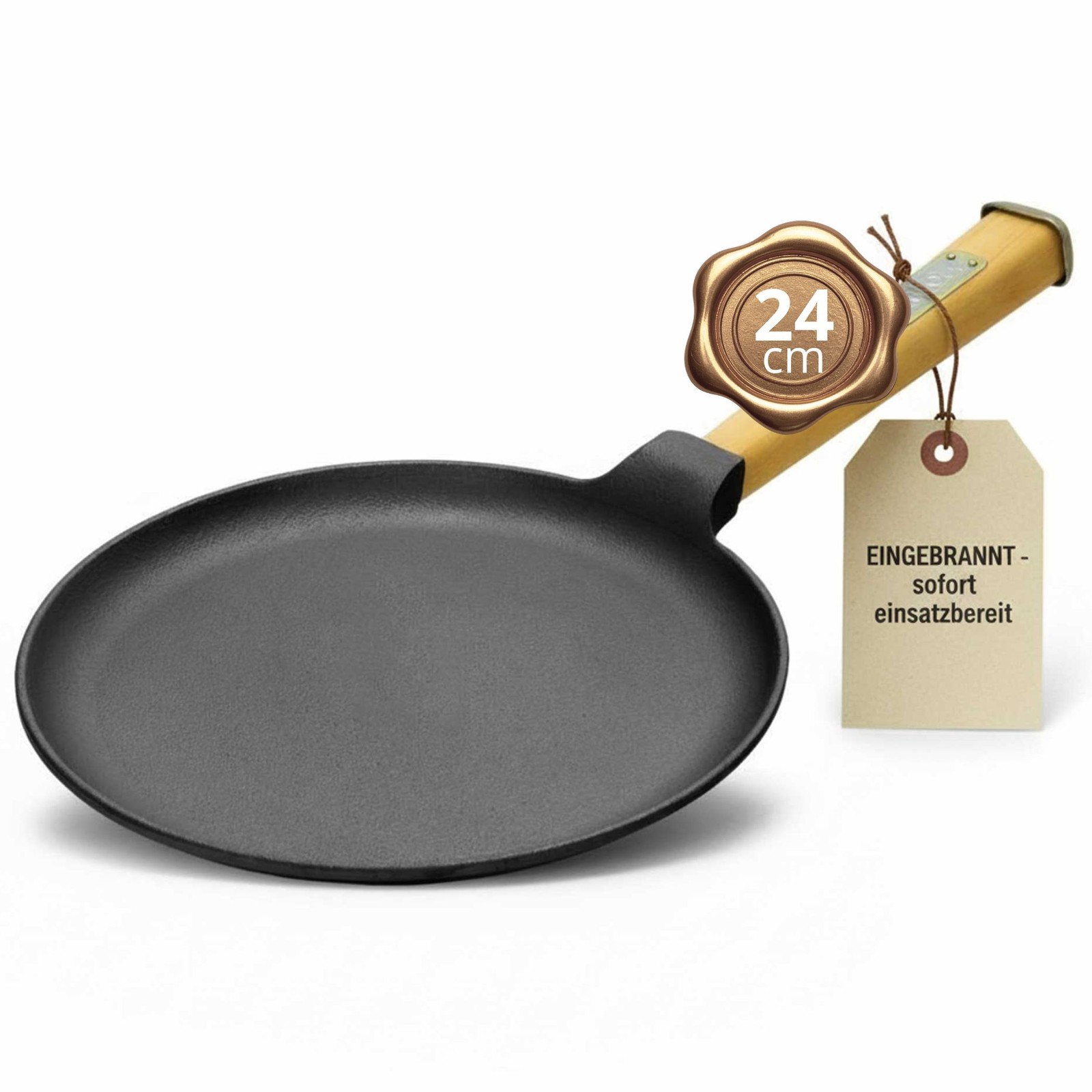 Pfannkuchenpfanne 24 cm EINGEBRANNT einsatzbereit Crêpes Bratpfanne Gusseisen