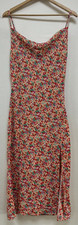 Size 8 ISIF floral midi slip dress with a cowl neck and side slit