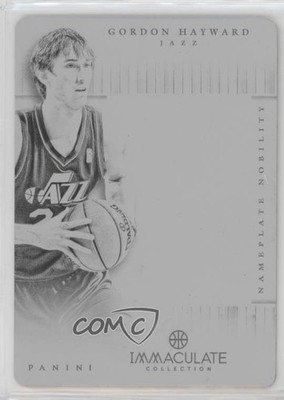 2012 Immaculate Nameplate Nobility Printing Plate Black 1/1 Gordon Hayward 4v2