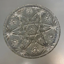 Anchor Hocking Prescut Clear Cupped Edge Torte Plate 13.5"