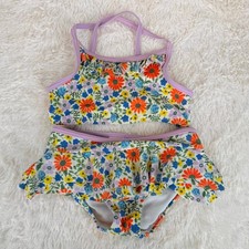 Mini Boden floral ruffle 2 piece swim suit-4/5 yrs