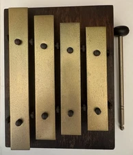 RARE ANTIQUE VICTORIAN RAILROAD DINING CAR DINNER BELL 4 NOTE CHIME OAK CASE XLT