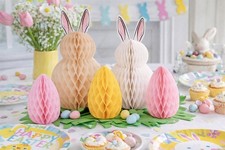 Easter Honeycomb Decorations Bunny & Egg Paper Table Centrepieces x 5