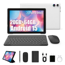 Tablet, 10 Inch Android 15 Tablets, 20GB 64GB ROM TF 1TB Octa-Core w/Keyboard