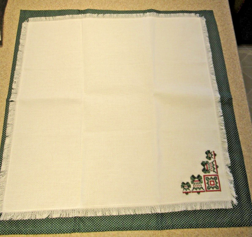 Handmade Finished Cross Stitch Bread Cover Basket Liner - Christmas Bells #2 - Picture 2 of 3
