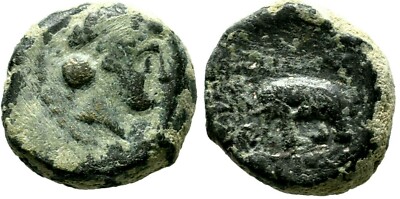 Ancient Greece 222-187 BC Syria Seleukid ANTIOCHOS III APOLLO ELEPHANT AE