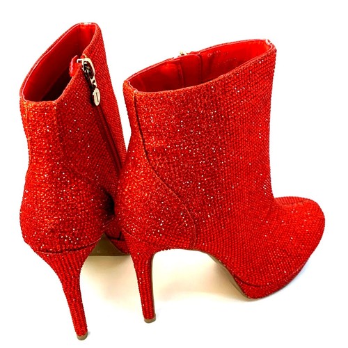 Women's Platform Dress Booties - Size 7M - Red Rhinestones - New In Box - Picture 6 of 10