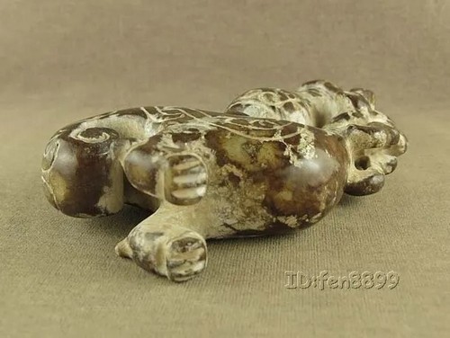 Chinese Western Zhou Dynasty Antique Jade Phoenix Carrying Vase On Back Statue - Picture 6 of 6