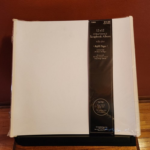 The Paper Studio 12x12 Strap Hinge Scrapbook Album Hinged Refill White