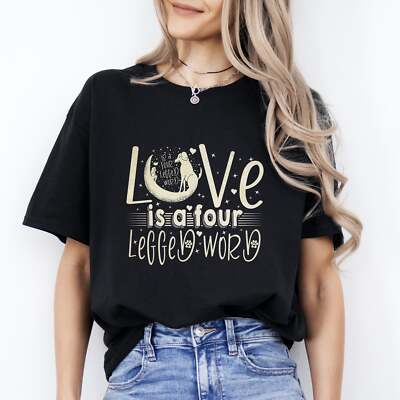 Love is a four legged word design T-Shirt gift Dog mom Unisex tee Black Navy Dar