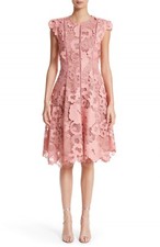 NEW, Lela Rose Seamed Lace Fit & Flare Dress in Peachy - Size 4 #DD56