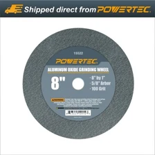 POWERTEC 15522 Aluminum Oxide Grinding Wheel 100 Grit, 8  x 1  with 5/8  Arbor