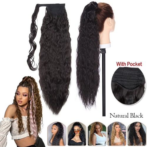 Hair ponytail Clip In as Real Human Hair Extensions Wrap Around Pony Tail Blonde - Picture 124 of 142