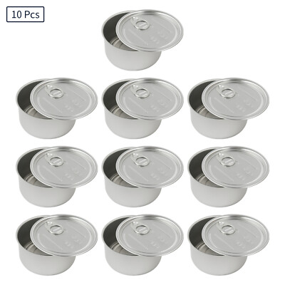 10 Aluminum Round Empty Cans w/Pulling Ring Lid Candy Storage Container Gift Jar