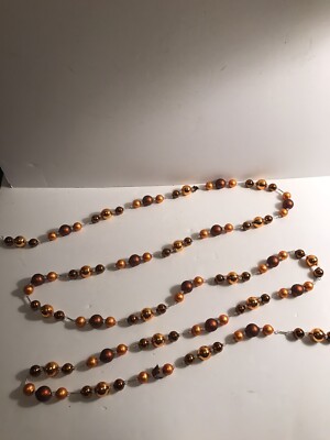 Bethany Lowe GLASS Orange & Black Beaded GARLAND Halloween 101 inches long