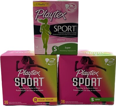 Pack of 3 - Playtex Sport - Pack Of 14 Super, 36 Super, & 36 Regular
