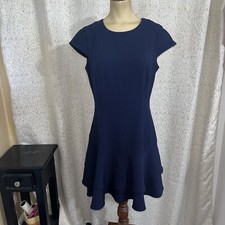 Eliza J Womens Navy Blue Fit and Flare Dress, Size 6
